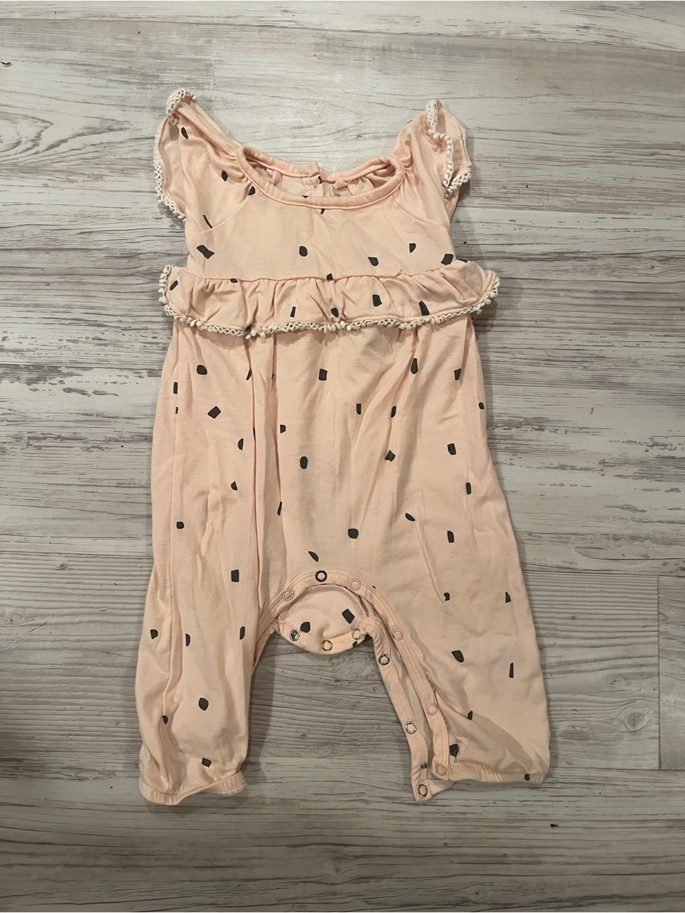 Jessica Simpson Baby Girls' Pink Ruffle Romper with Dot Print Size 6-9M